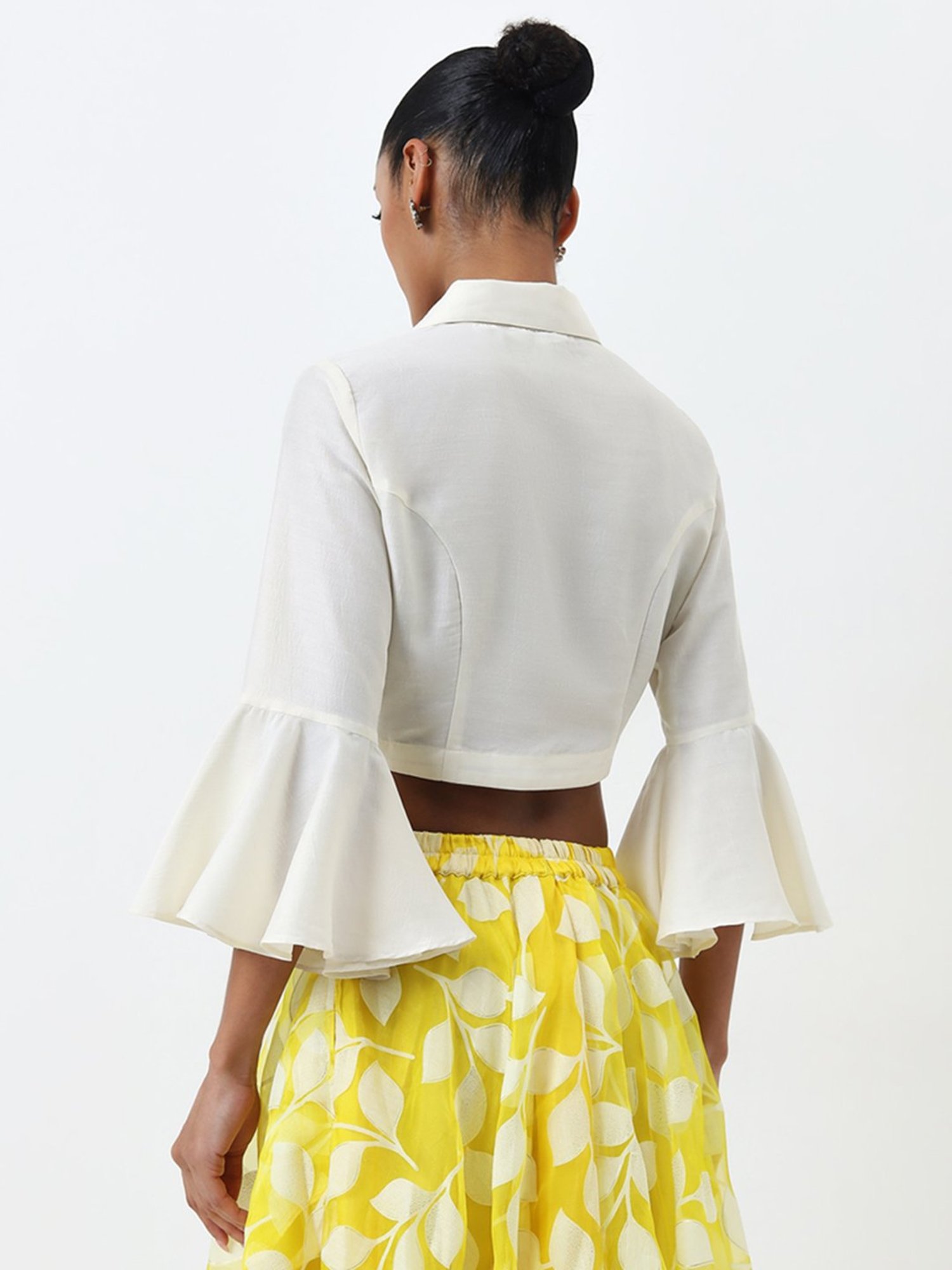 Vark by Westside Off-White Embroidered Crop Blouse