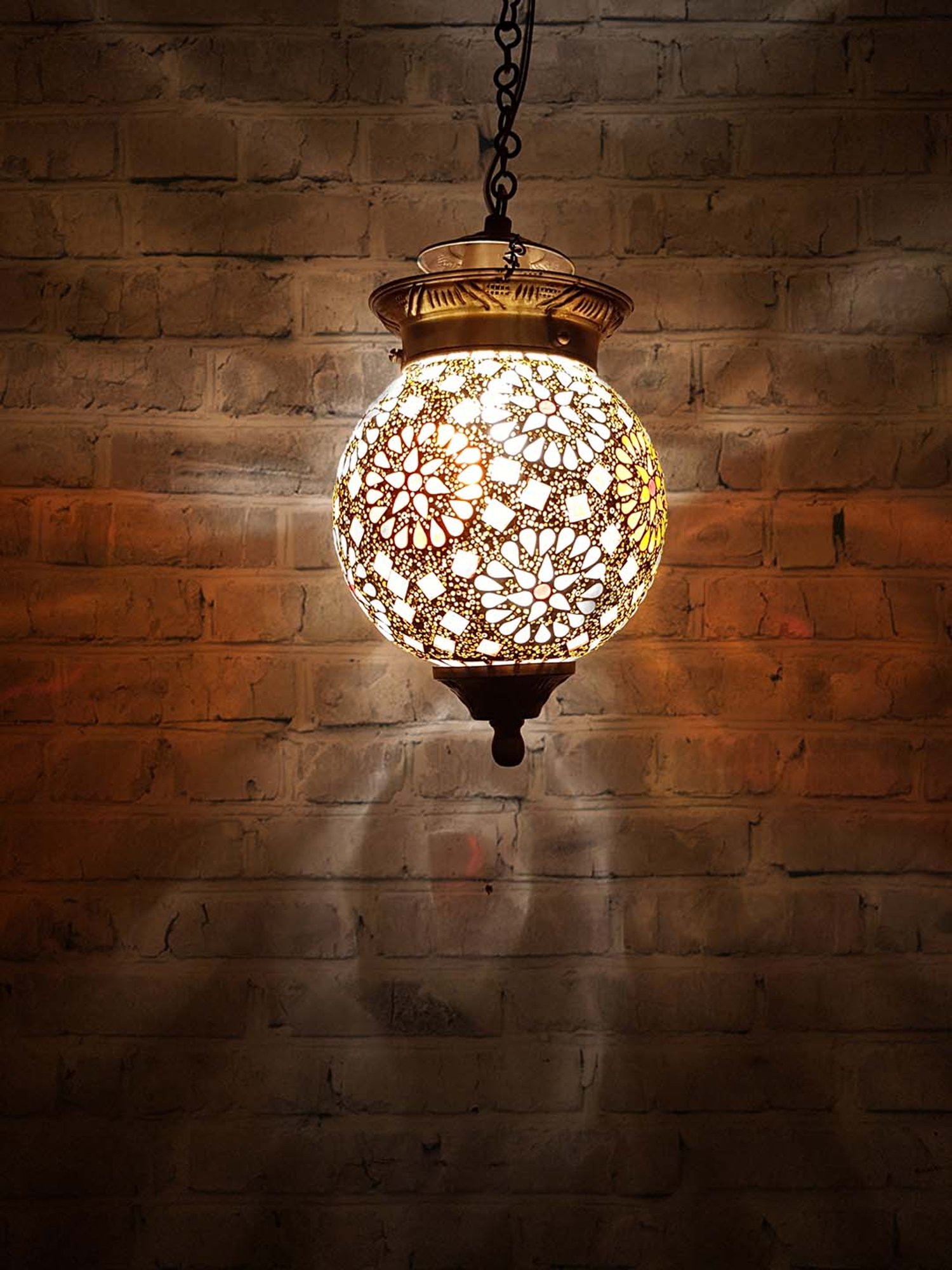 Fos Lighting Golden Chandni Tilak Hanging Light - Set of 1