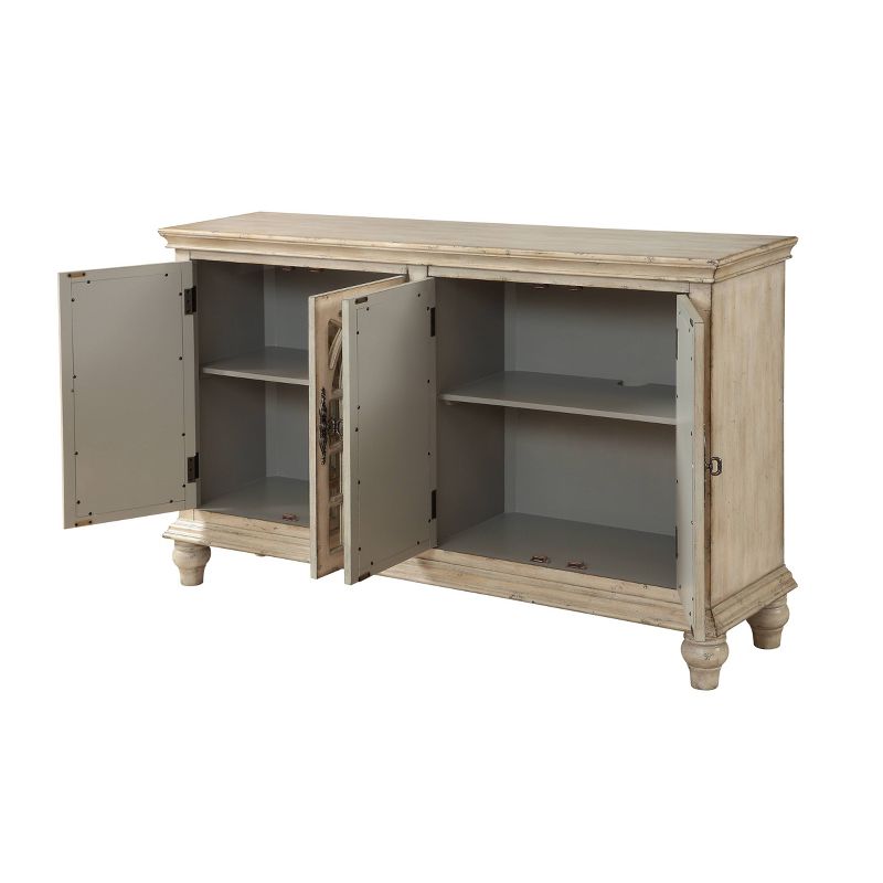Baskill 4 Door Media Credenza for TVs up to 62" French Cream - Treasure Trove Accents
