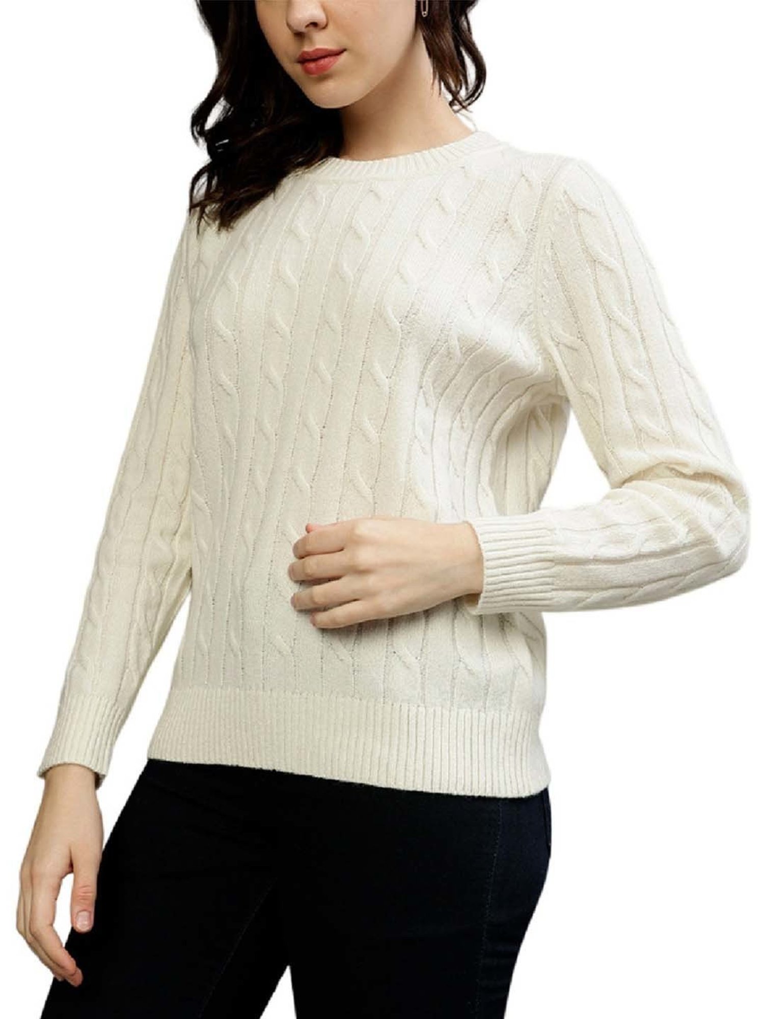 Gant White Crochet Pattern Sweater