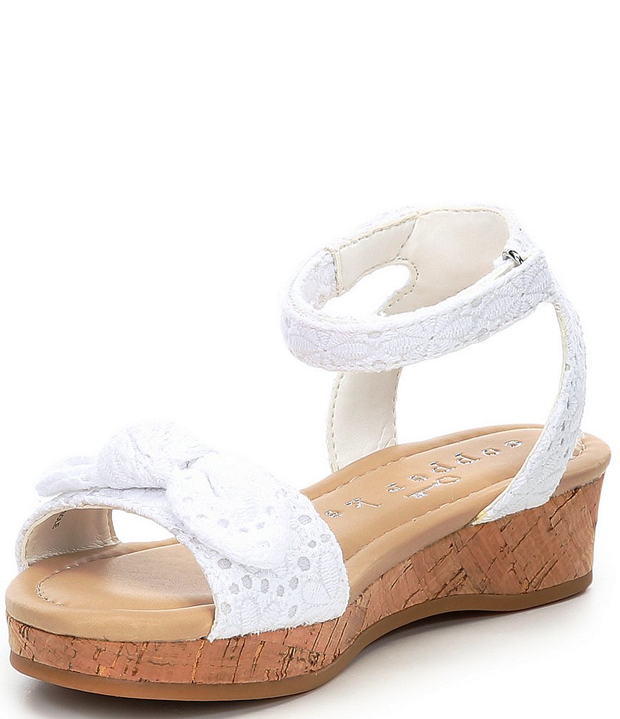 Copper Key Girls' Dearisst Eyelet Bow Flatform Wedges (Youth)