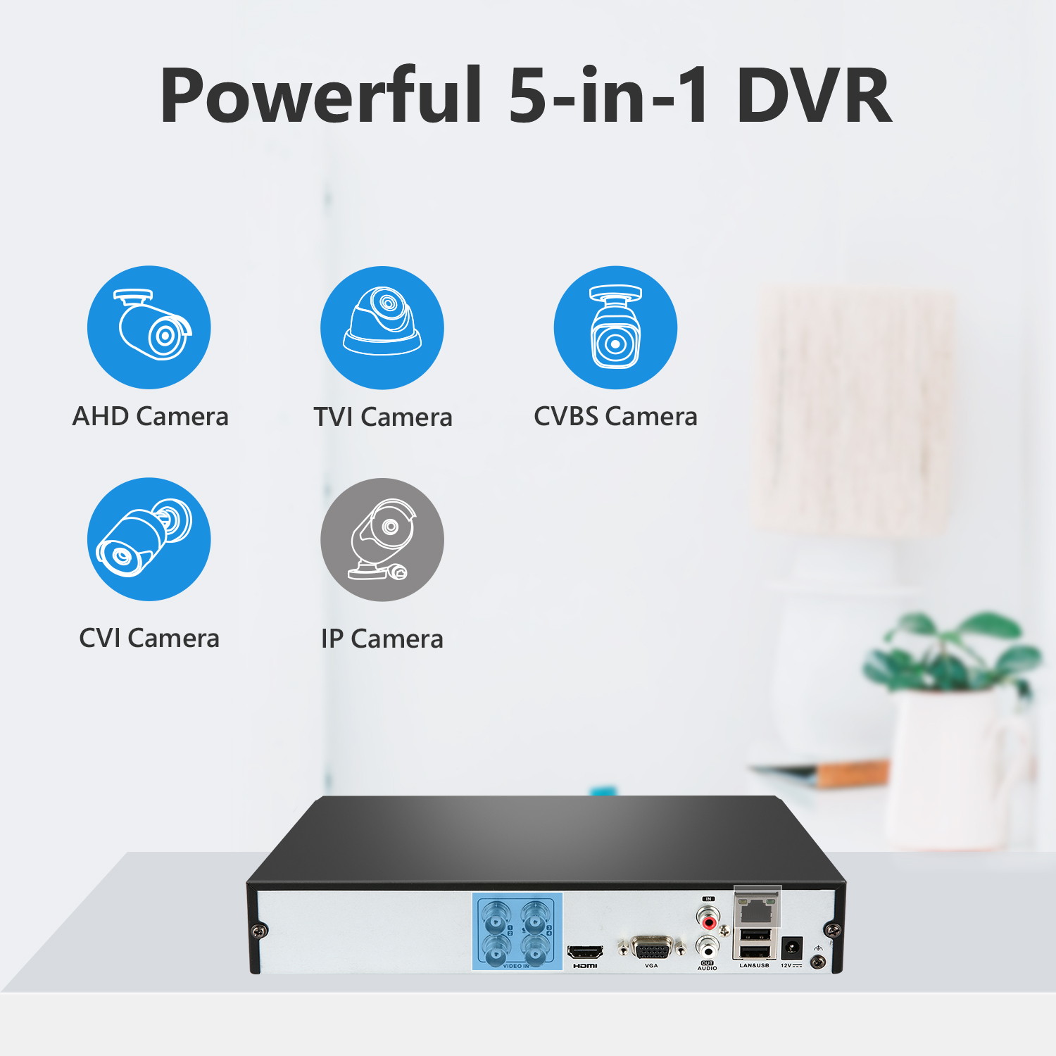 SANNCE 1080p 4CH  5-in-1 CCTV Security Camera System with 1TB and 4X Waterproof Wired Surveillance Cameras