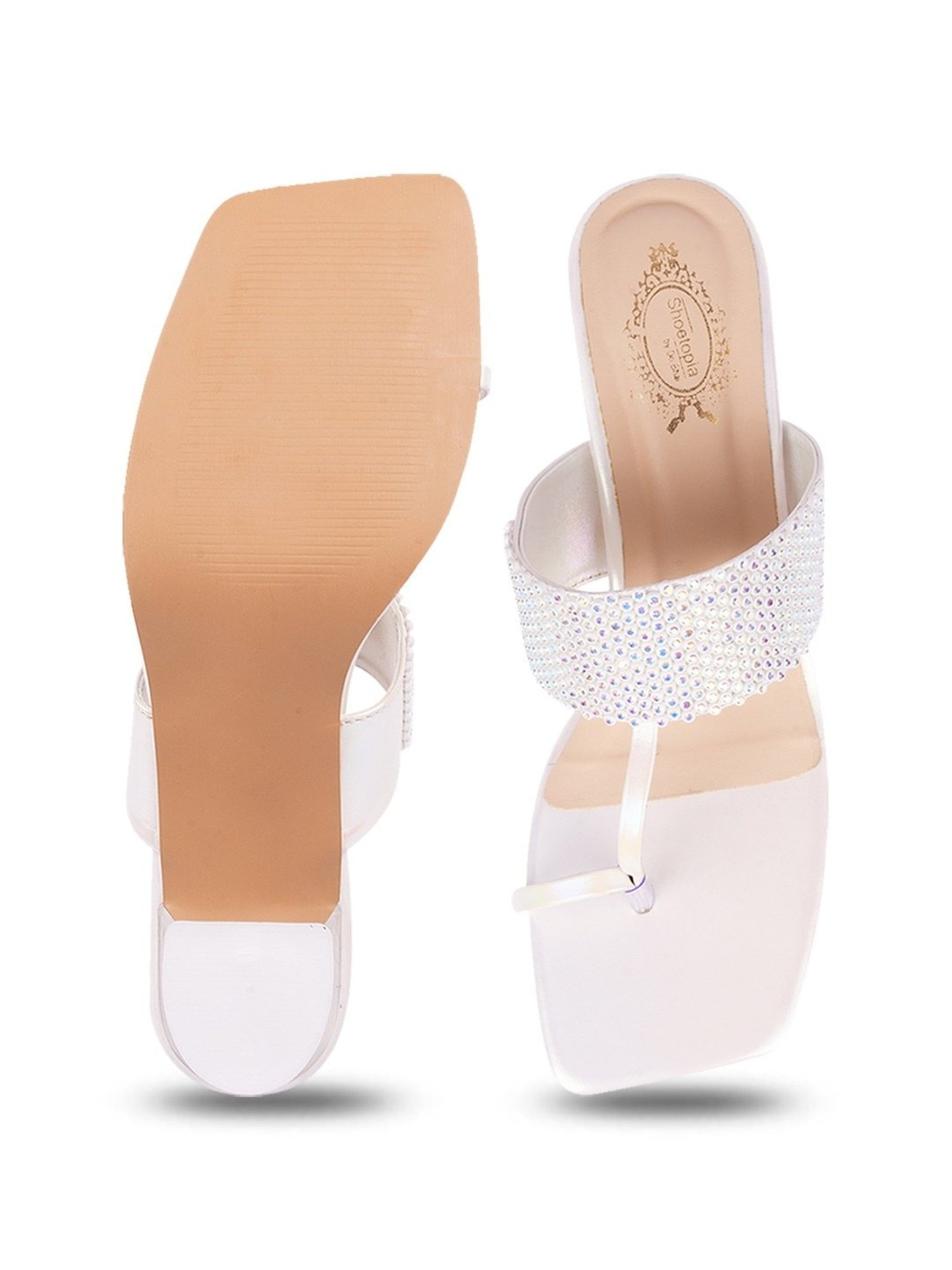 Shoetopia Women's White Toe Ring Sandals