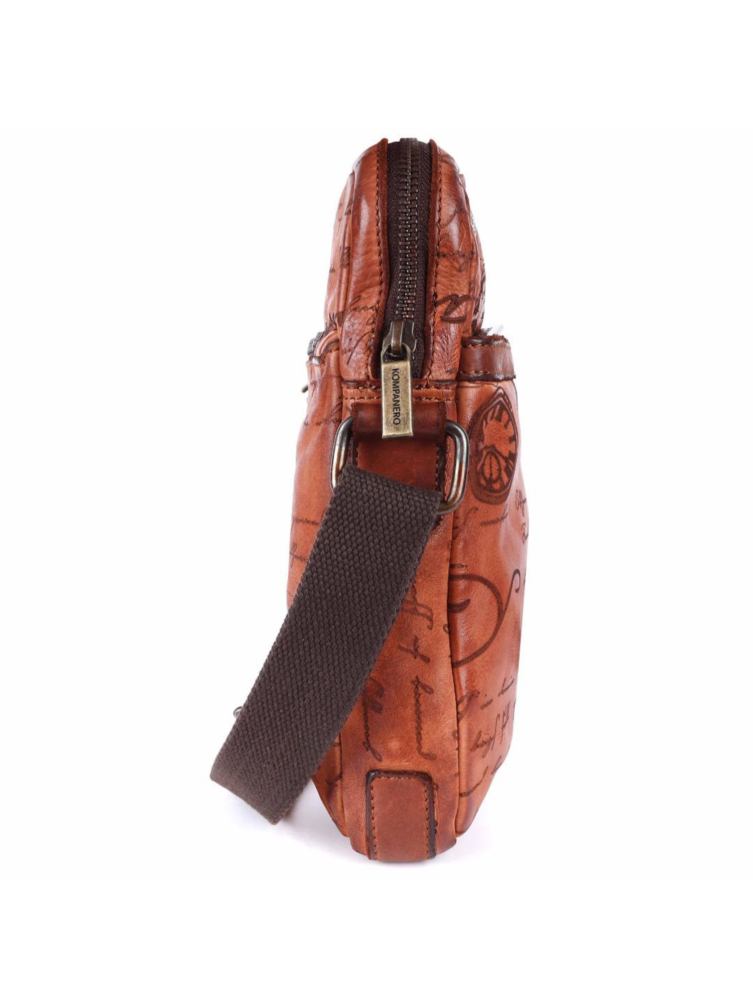 HiLEDER Brown Textured Small Leather 12 inch Cross Body Bag