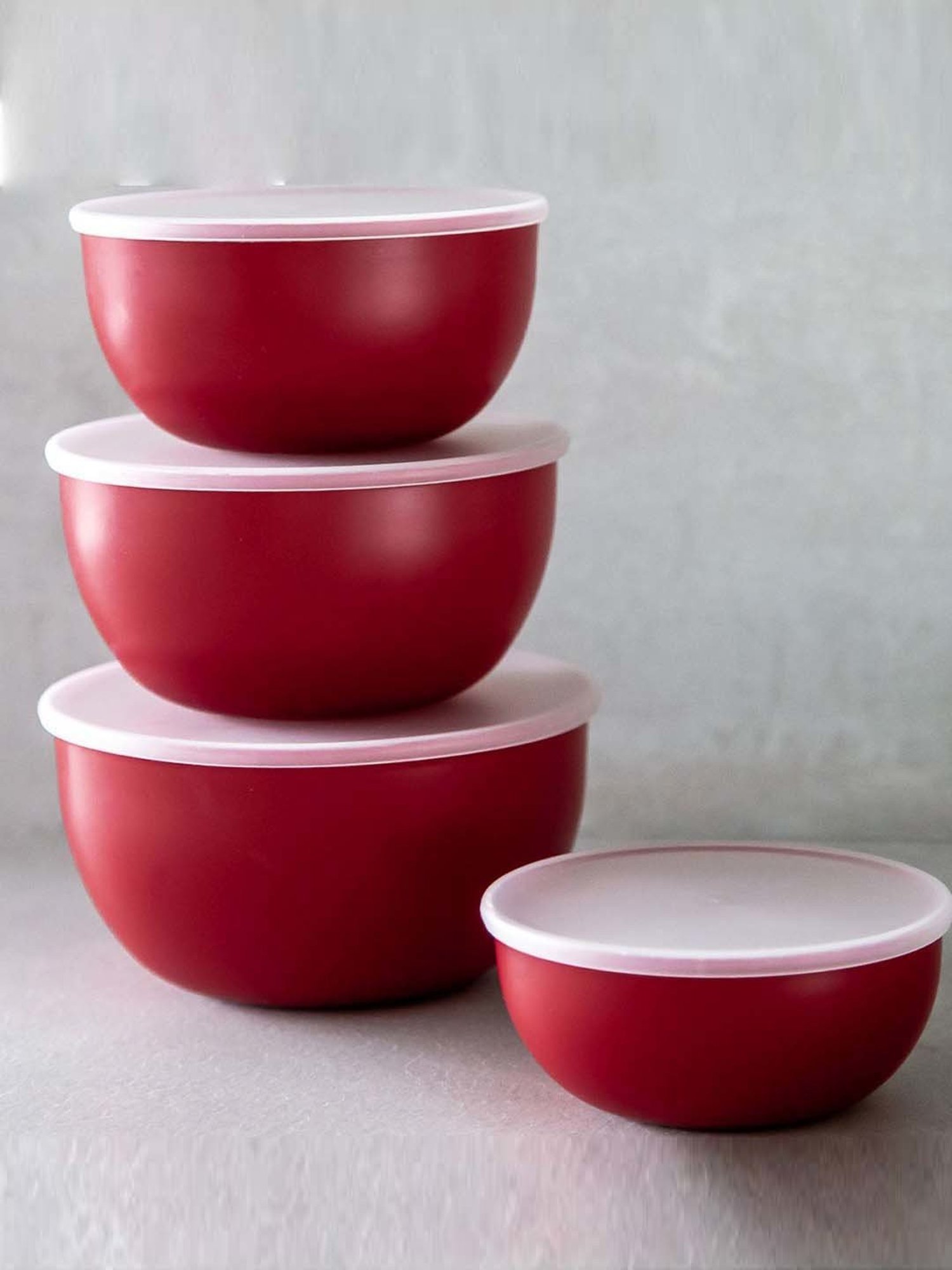 KitchenAid 4-Piece Red Medium Prep Bowl Set With Lids