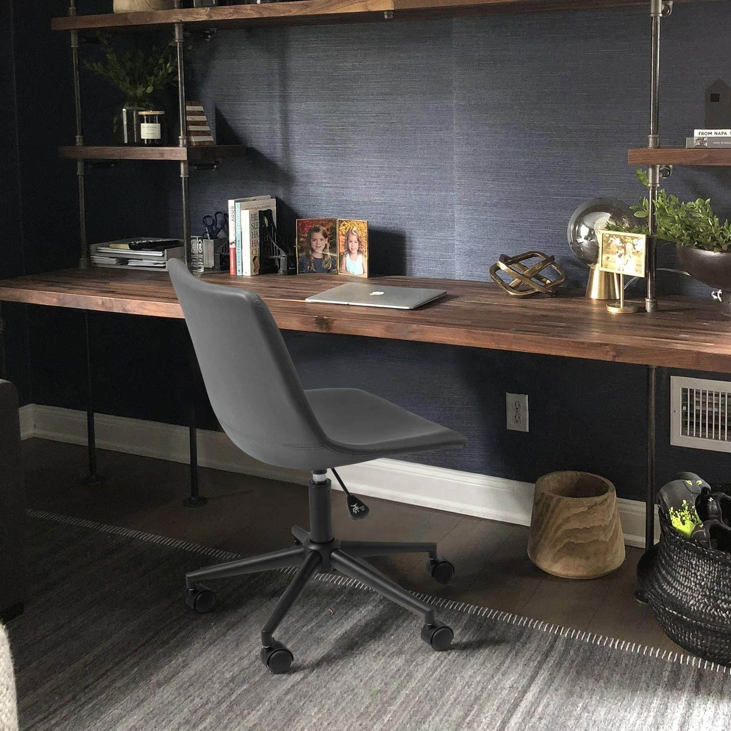 Global Leather Task Chair, Black (8993BK450/550) 