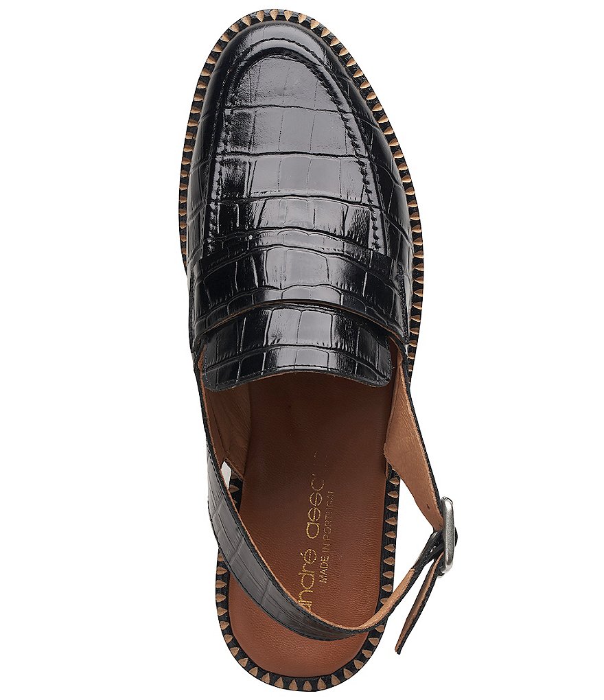 Andre Assous Patty Croco Embossed Leather Slingback Lug Sole Mules