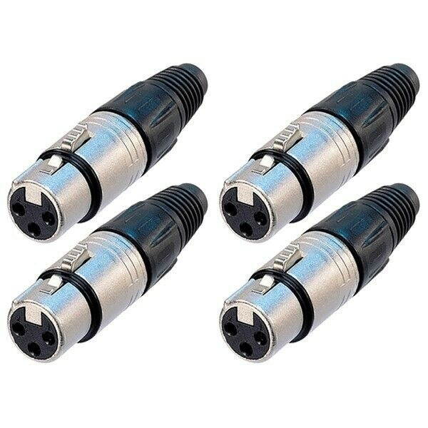 4x Neutrik NC3FX XLR 3-Pin Female Pro Audio Connector Microphone Silver Contacts