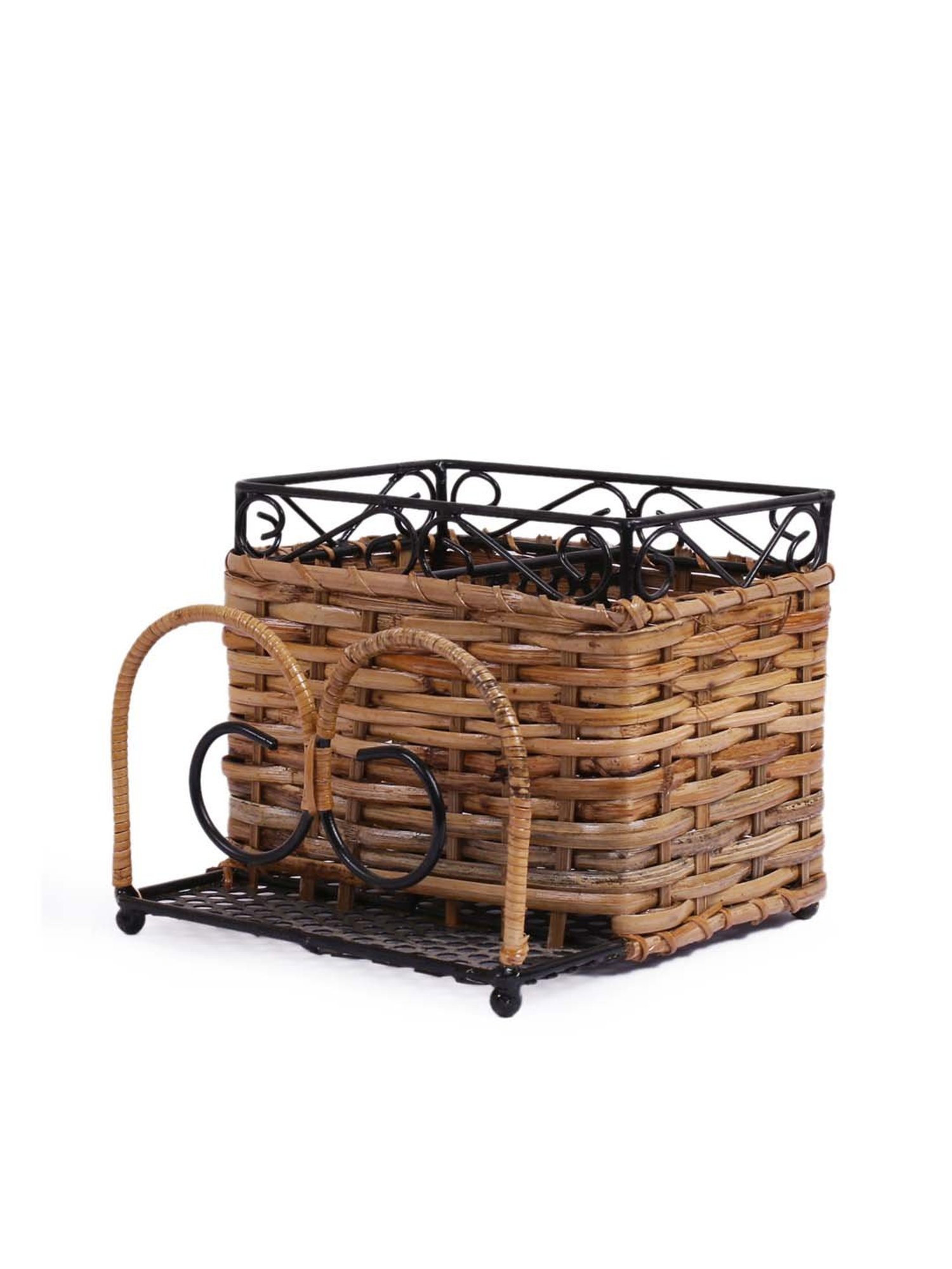 VarEesha Brown & Black Bamboo Multi-Purpose Basket - Set of 1