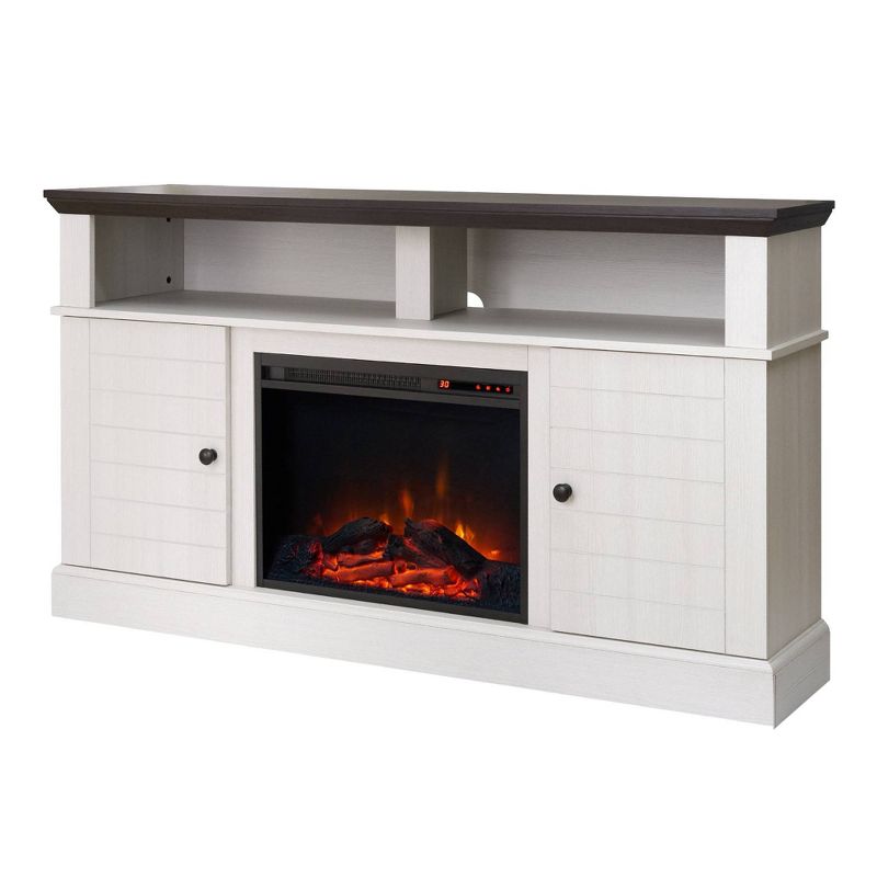 Eliana Fireplace Remote Control TV Stand for TVs up to 65" Dark Oak/White - Versanora