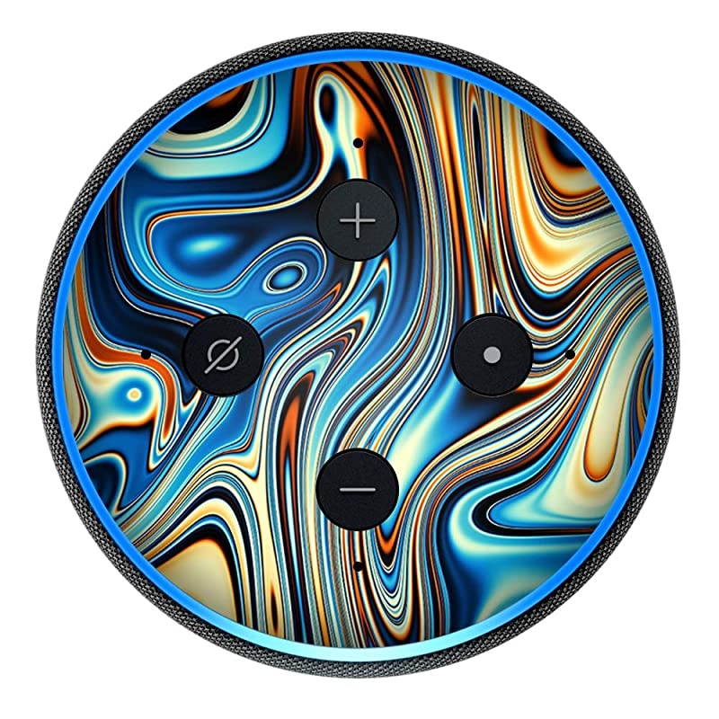 Oragne Psychadelic Oil Slick Vinyl Decal Skin Compatible with  Echo Dot 3rd Generation Alexa Decorations for Your Smart Home Speakers Great Gift for mom dad Birthday Kids