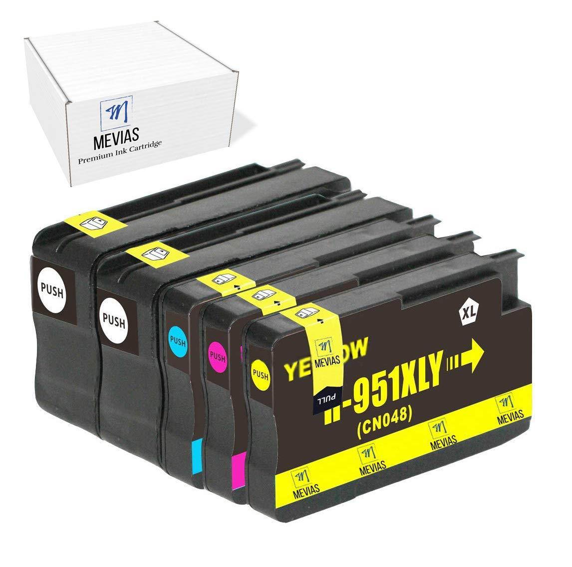 Mevias Compatible Ink Cartridge w New Chip Replacement for 950XL 951XL OfficeJet Pro 8100 8600 8610 8615 8620 8625 8630 8640 251DW 271DW 276DW Printer BCMY 5-Pack (2 Black 1 Cyan 1 Magenta 1 Yellow)