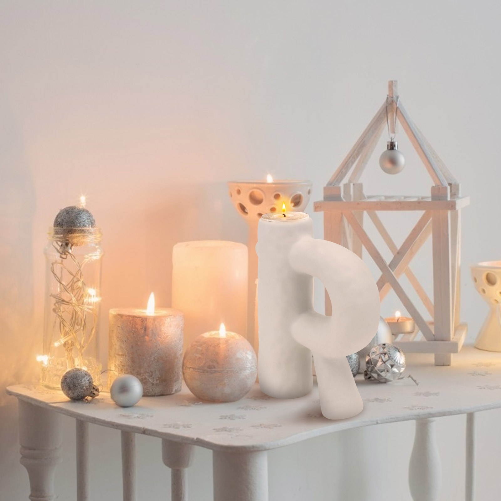 1Pc Home Decor Letter-shaped Candleholder Nordic Style Candlestick for Home Wedding