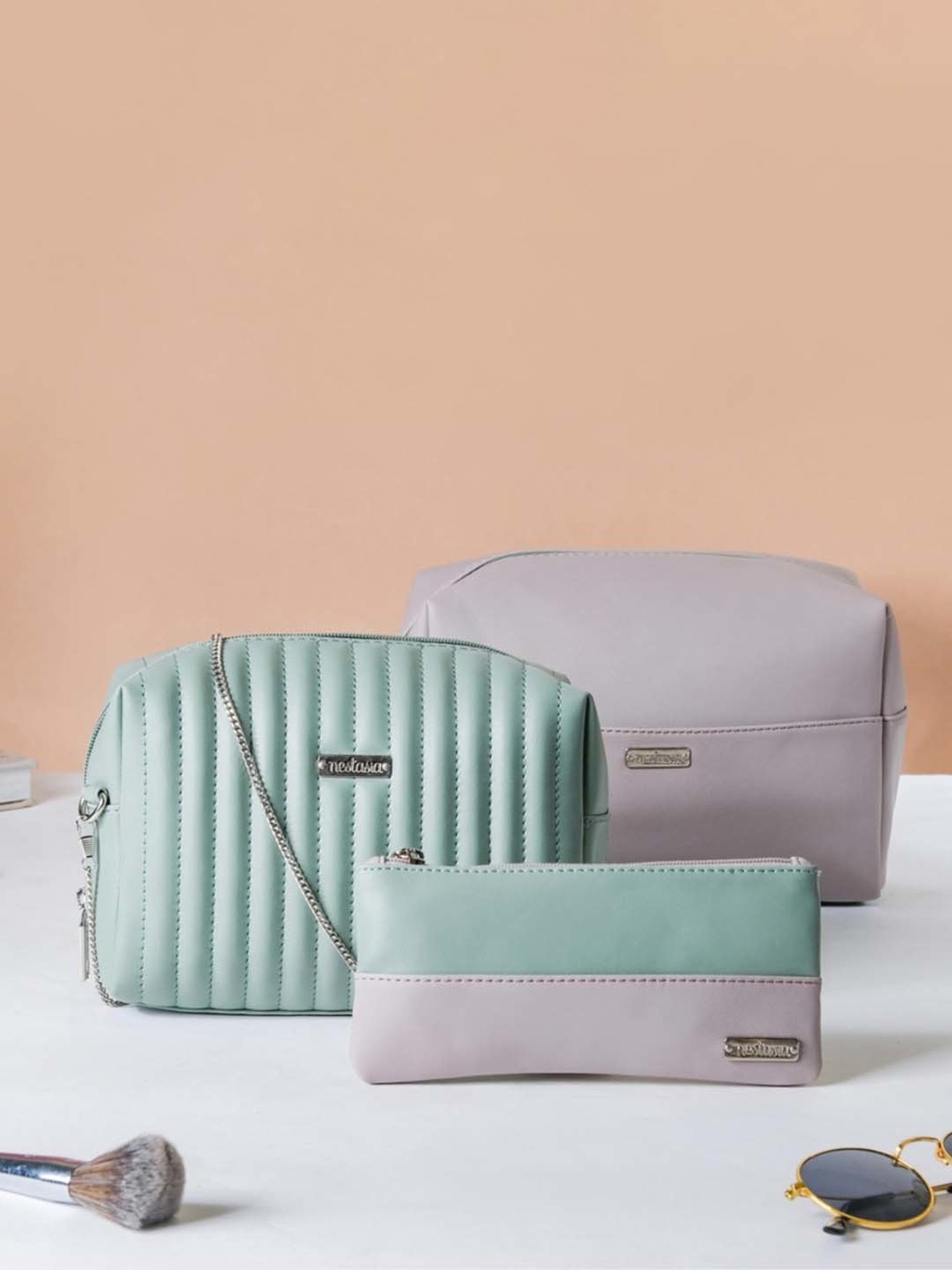 HOSTA HOMES Black Pvc Parachute Material Zipper Bag - Set of 2