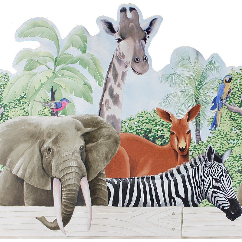 Jungle Animals Prepasted Wall Paper Wide Border Accent - Blue Mountain..