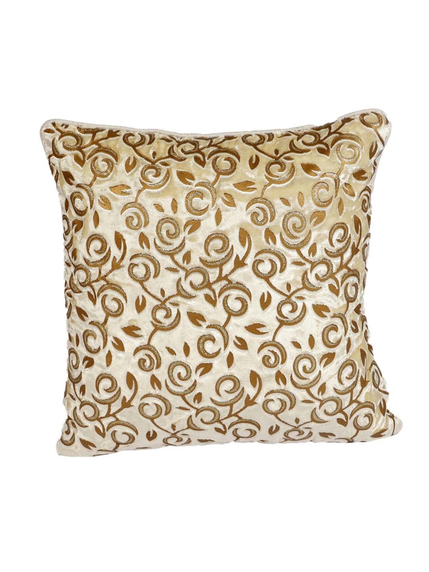 MFD HOME Furnishing Beige Velvet Cushion Cover - Set of 1