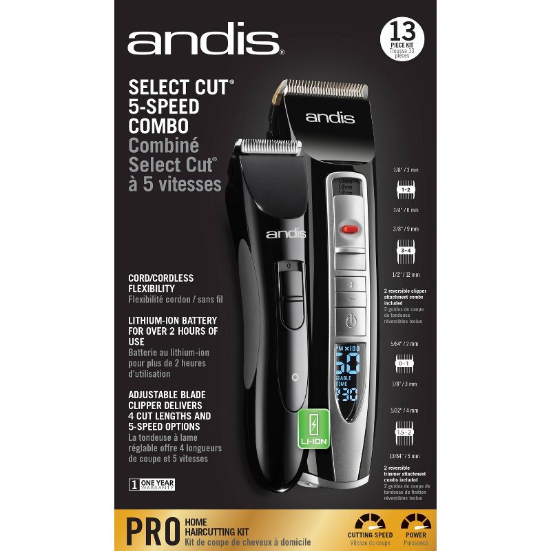 Andis Select Cut 5 Speed Combo Home Hair-Cutting Kit - 13ct