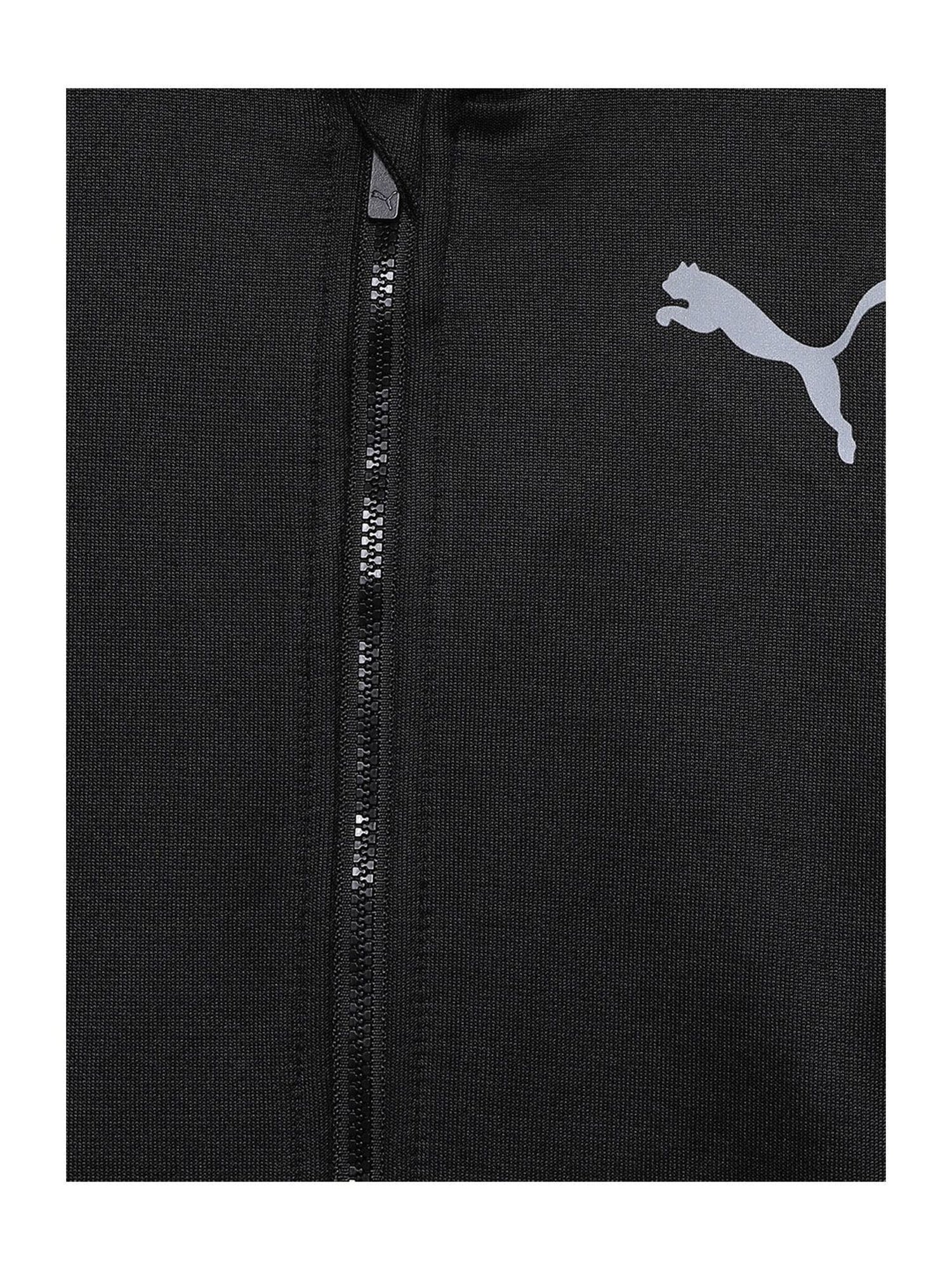 Puma Kids Black Logo Print Full Sleeves Jacket