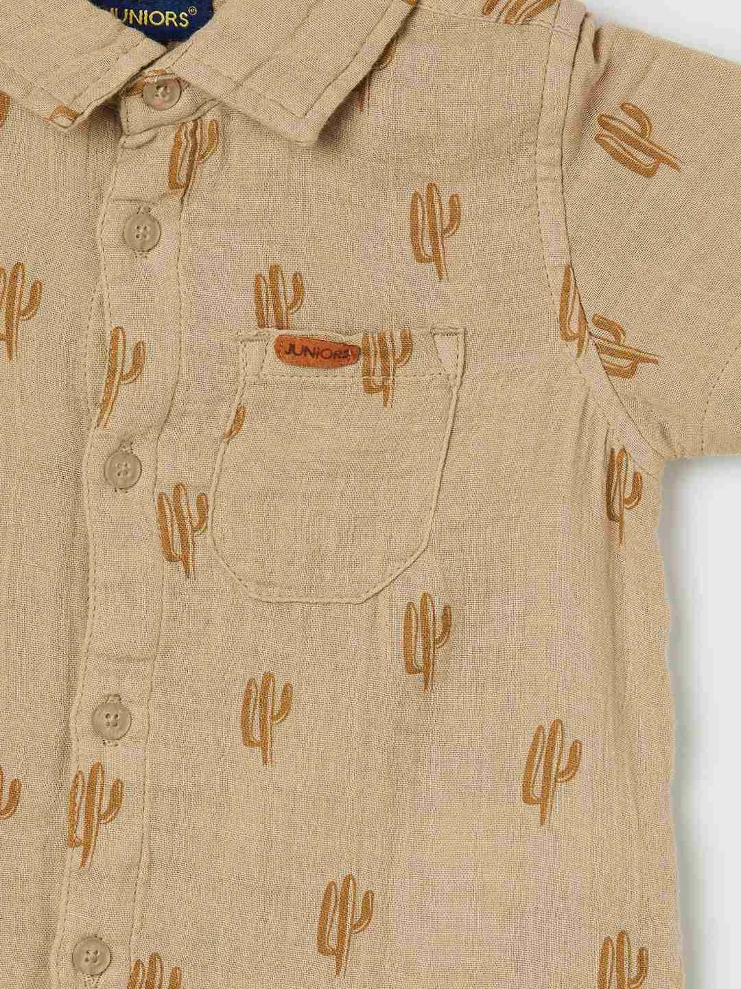 Juniors by Lifestyle Beige Cotton Printed Shirt