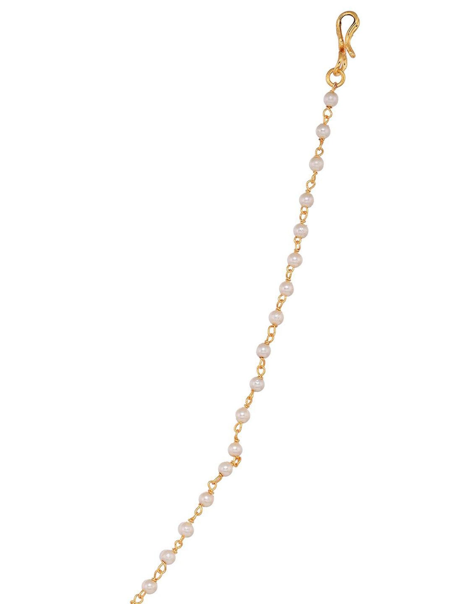 Saraf Rs Jewellery Gold Plated White Kundan Studded Floral Design Nath For Modern Brides