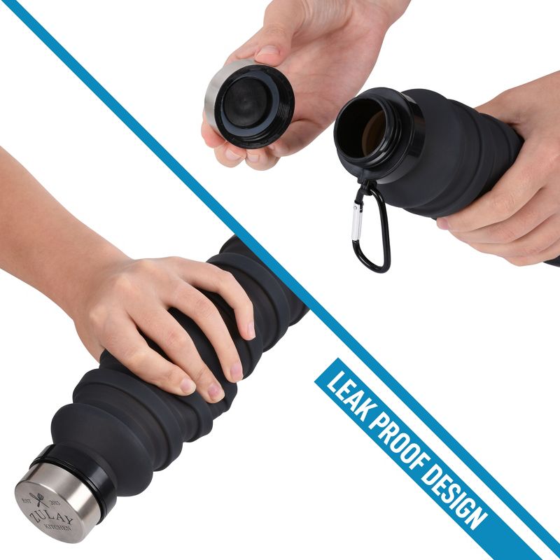 Zulay Kitchen Portable Water Bottle Collapsible - Black