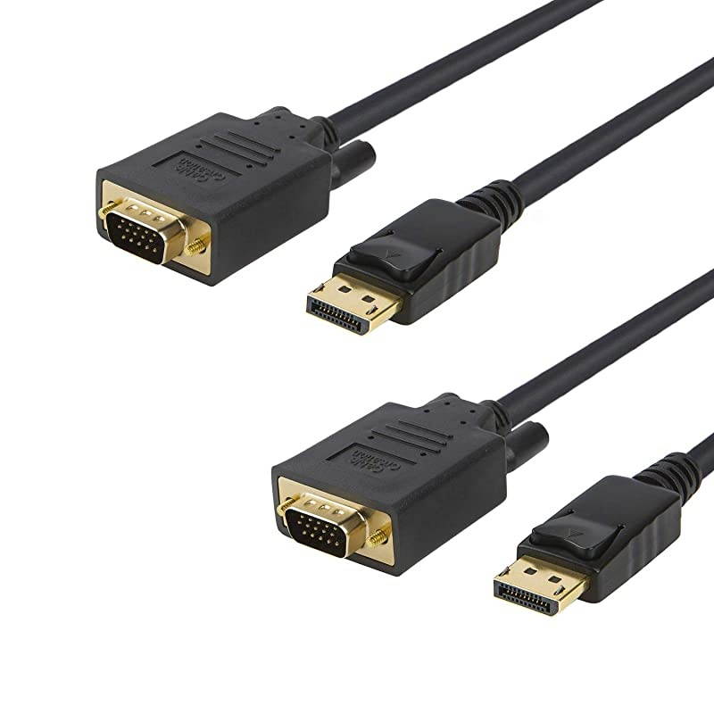 DP to VGA Cable 6ft 2Pack  DisplayPort to VGA Cable Gold Plated DP Male to VGA Male Cable Black