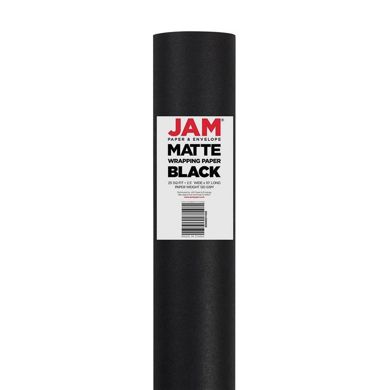 JAM PAPER Black Matte Gift Wrapping Paper Rolls - 2 packs of 25 Sq. Ft.