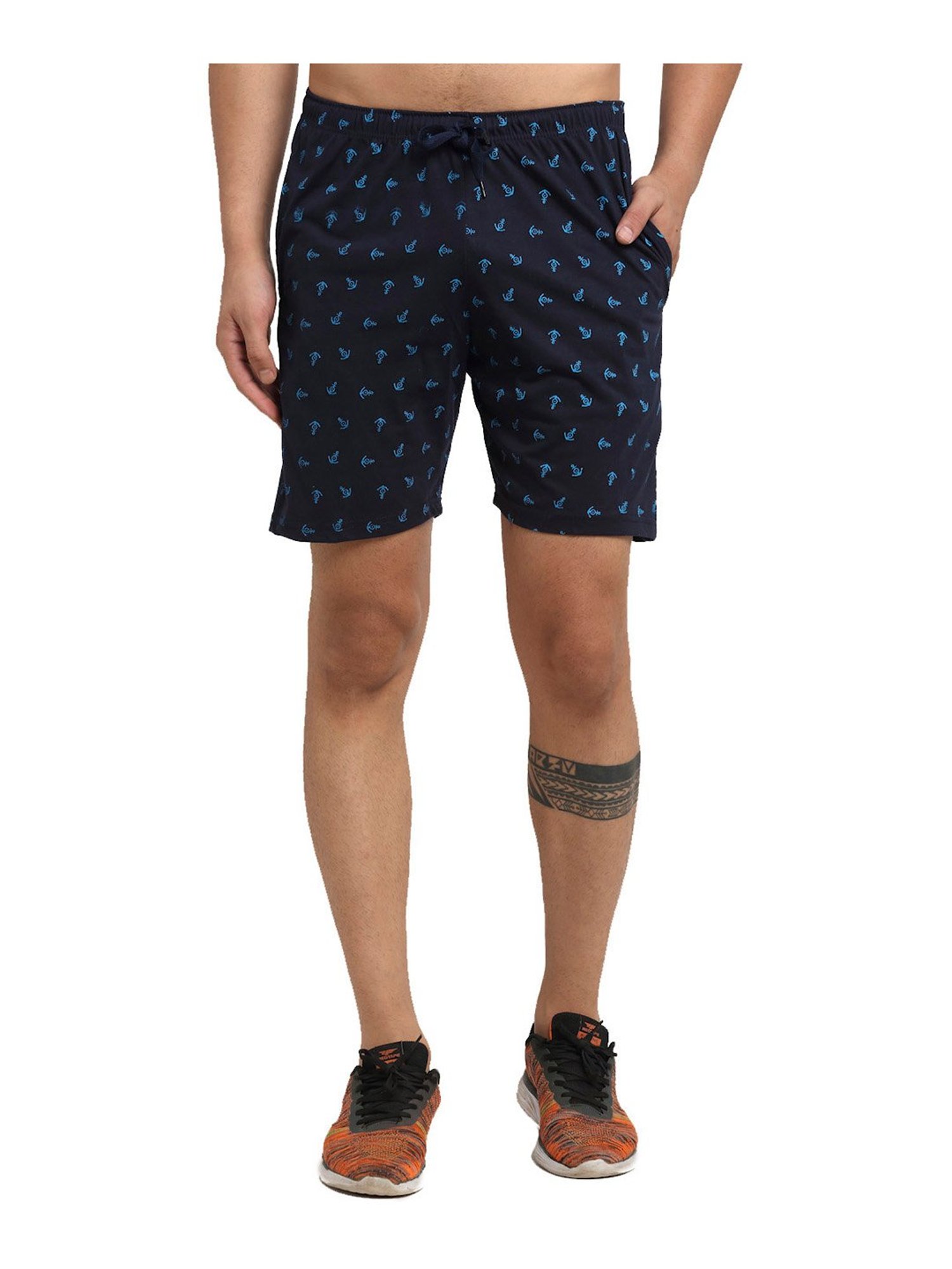 Vimal Jonney Navy & Black Regular Fit Printed Shorts - Pack of 2