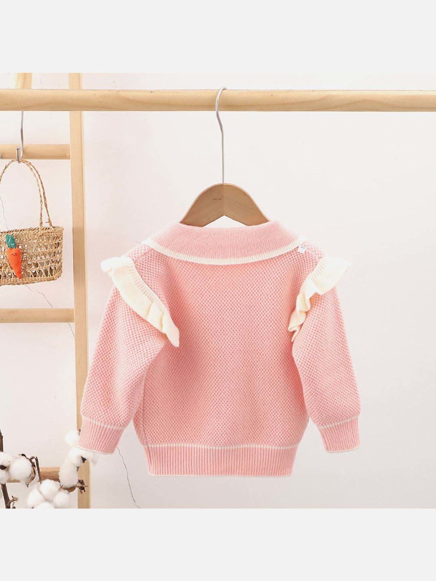 Little Surprise Box Pink Applique Full Sleeves Cardigan