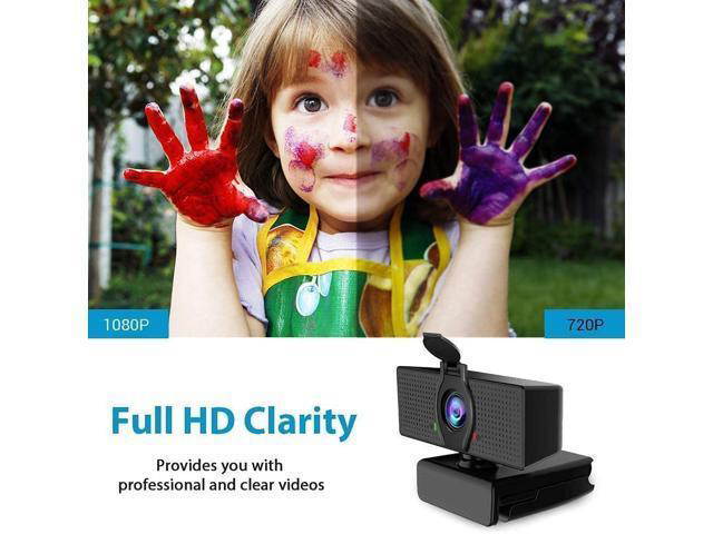 1080P webcam NexiGo N60 USB camera with microphone and privacy shield 110 degree wide angle plug and play suitable for Zoom/Skype/team meetings, video calls and recording HD 720p widescreen black