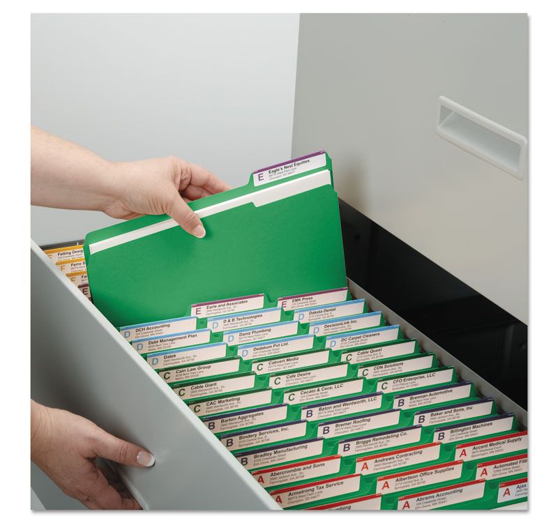 Smead File Folders 1/3 Cut Top Tab Legal Green 100/Box 17143