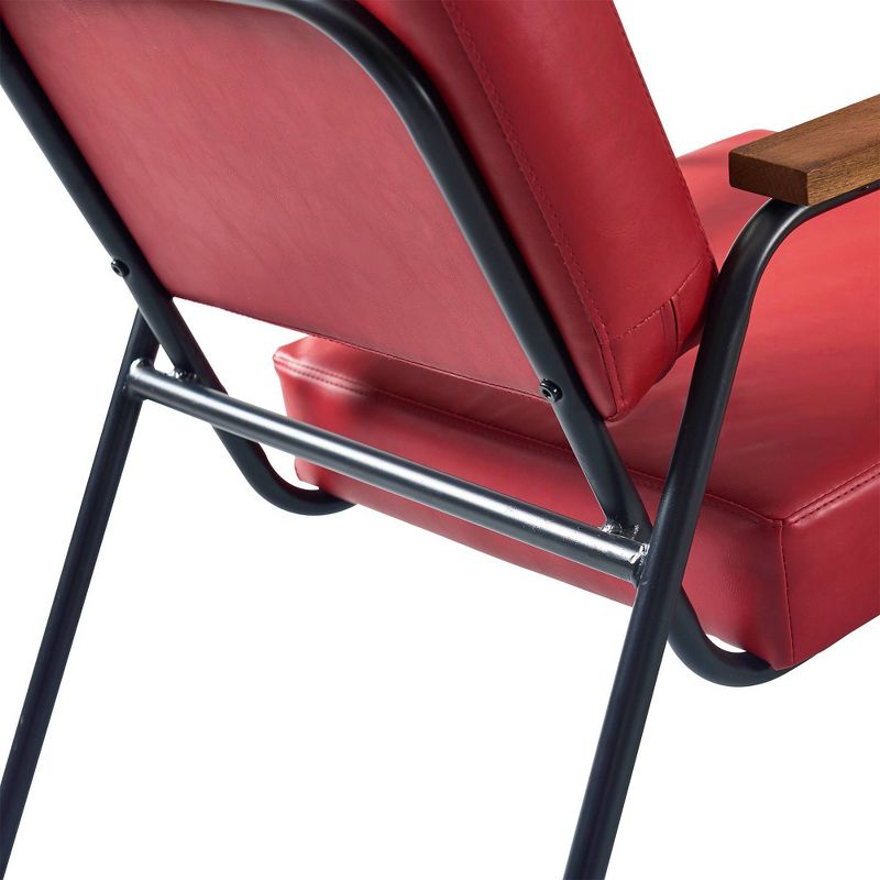 Denver Armchair with Metal Leg & Wood Armrest Red/Black Finish - Versanora