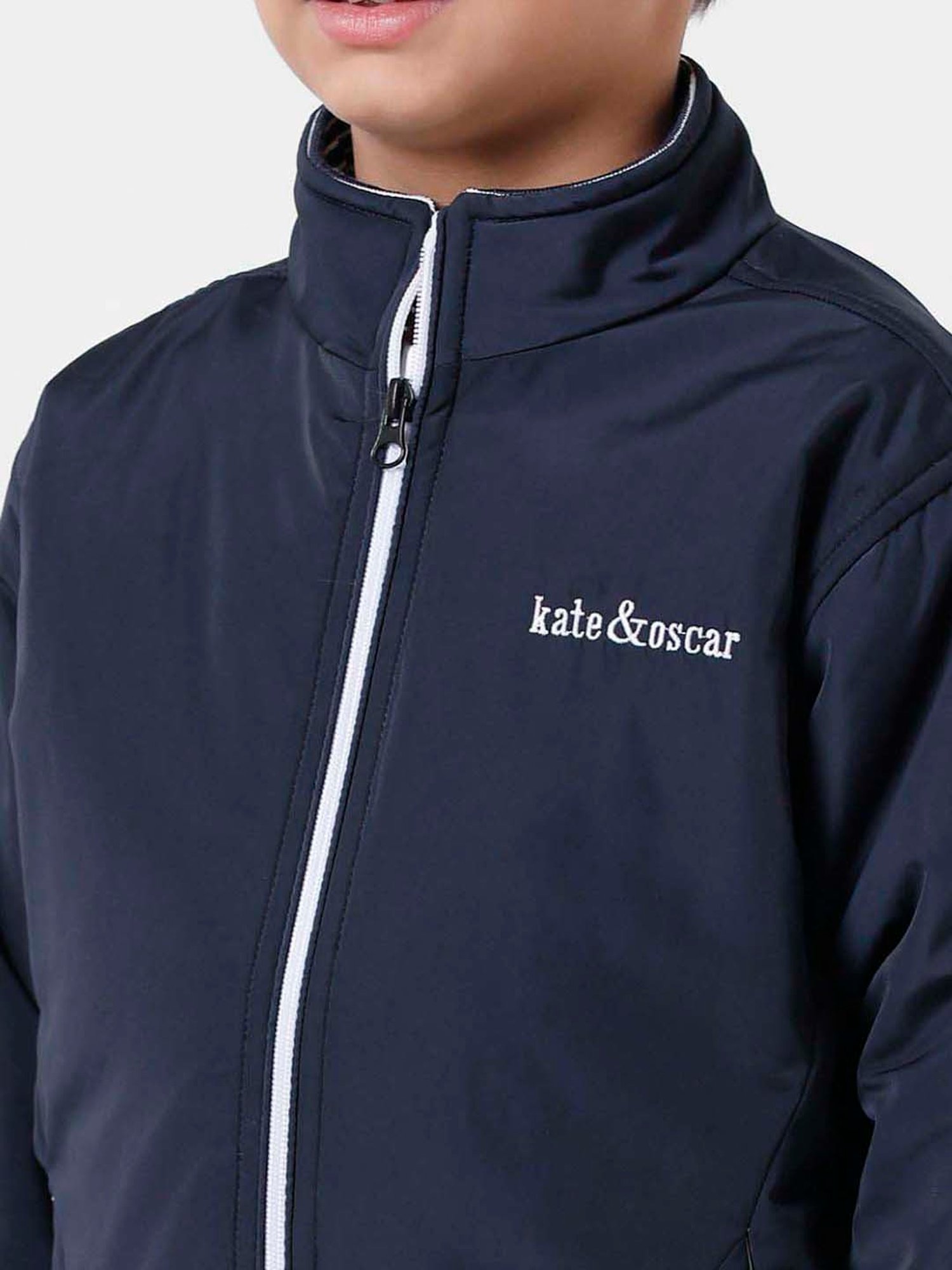 Kate & Oscar Kids Navy Embroidered Full Sleeves Jacket