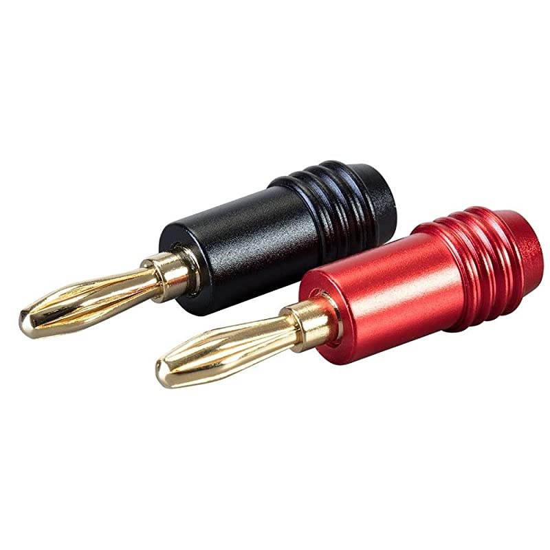 1 Pair Affinity Series 24k Gold Speaker Banana Plug,Black/Red