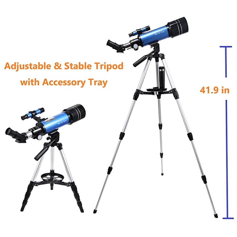 70mm Refractor Telescope with Adjustable Tripod for Kids Adults amp Beginners + Portable 10X42 HD Monocular Bak4 Prism FMC Lens Travel Scope with Backpack and Phone Adapter