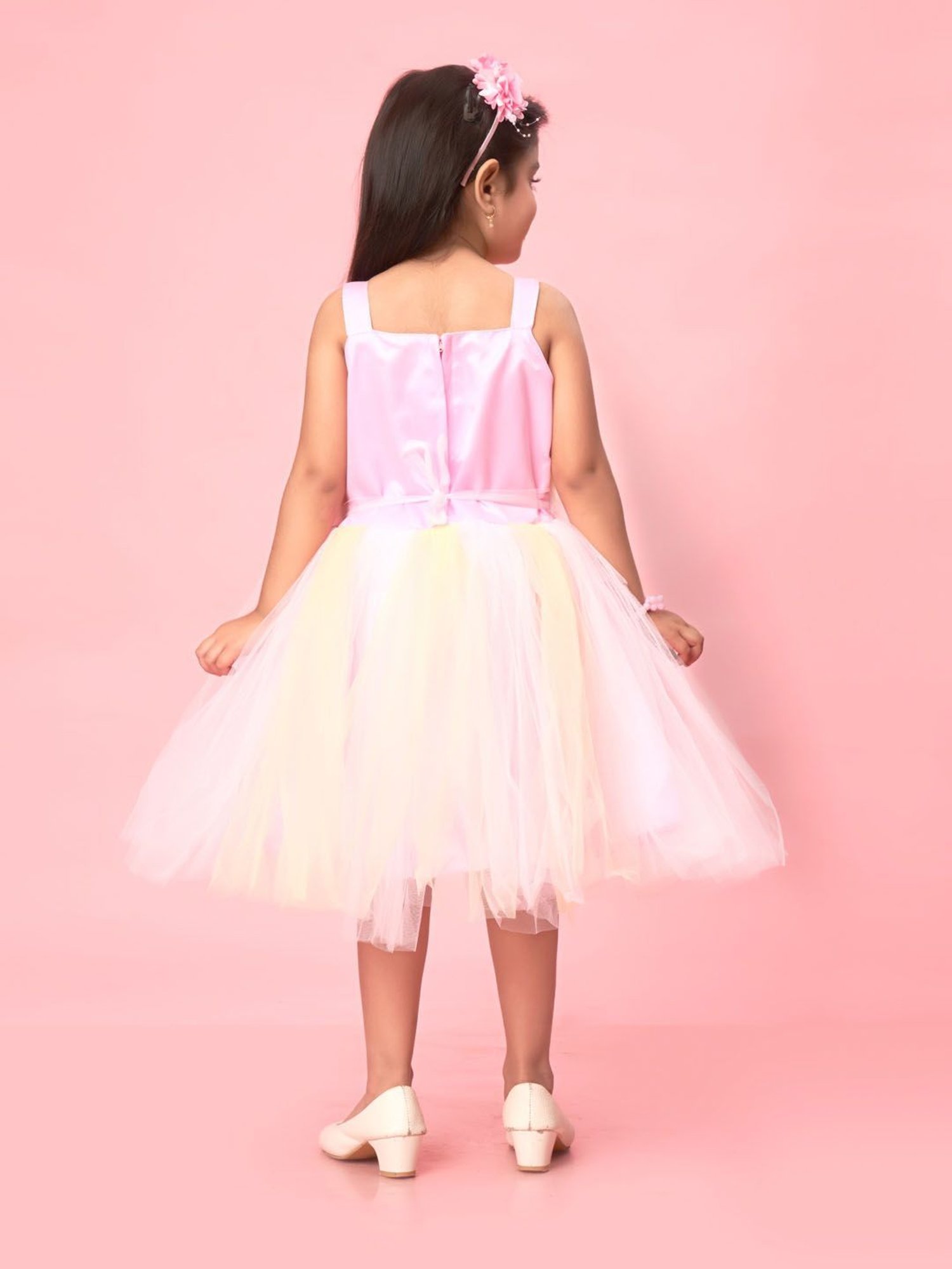Aarika Kids Pink & Yellow Solid Frock