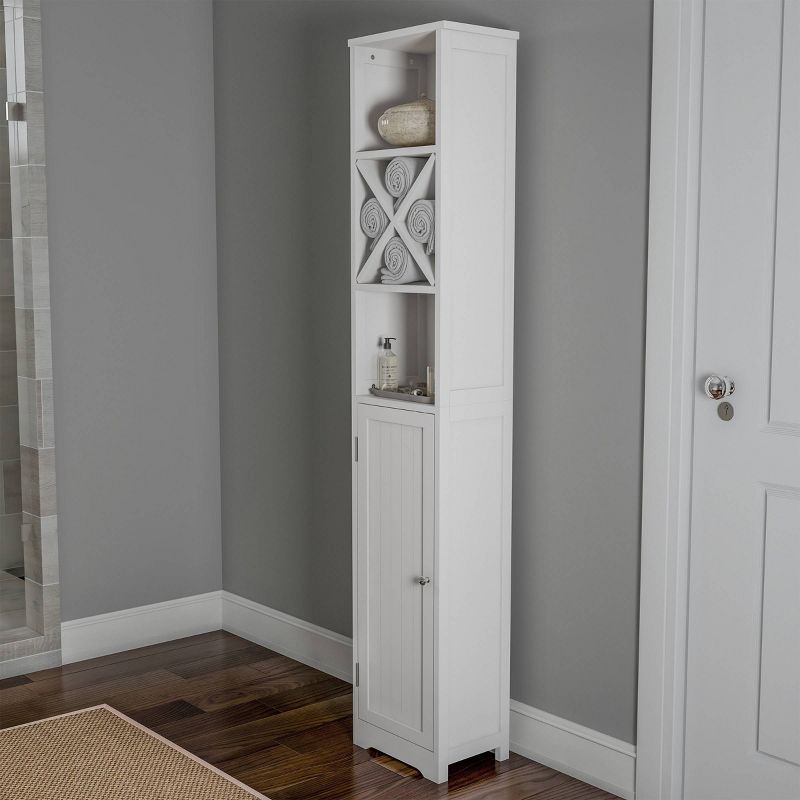 Linen Tower Tall Storage Cabinet White - Hastings Home
