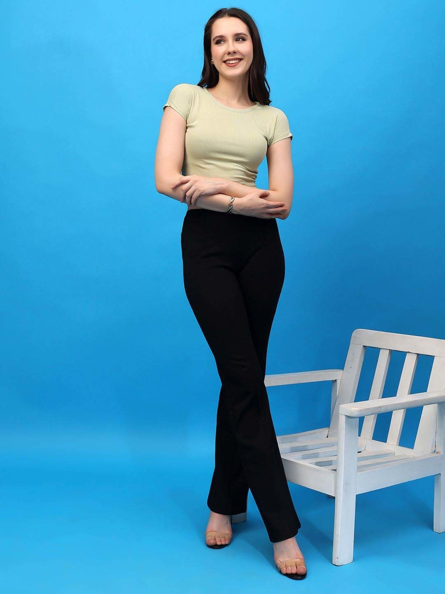 Cation Green Plain Crop Top