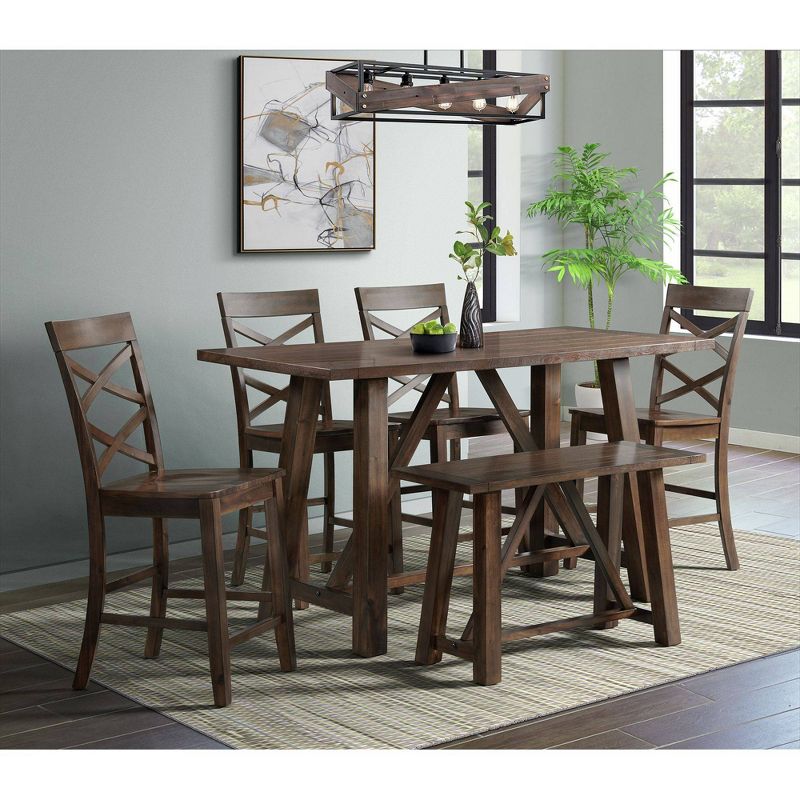 6pc Regan Counter Height Dining Set with 4 Side Chairs and Bench Cherry - Picket House Furnishings