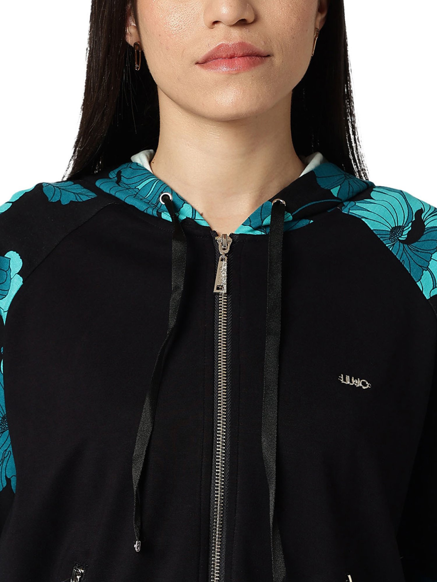 Liu Jo Flower Everglow & Nero Floral Regular Fit Hoodie