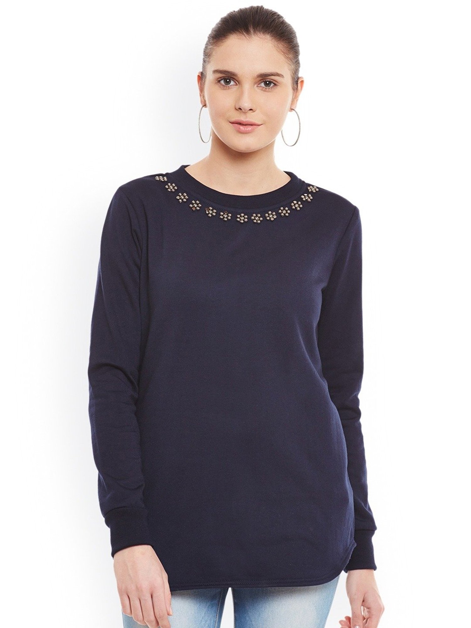 Belle Fille Navy Embellished Sweatshirt