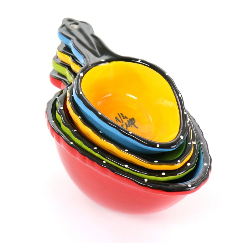 Gibson Elite Pueblo Springs 4 Piece Hand Painted Ceramic Measuring Scoop Set in Assorted Colors