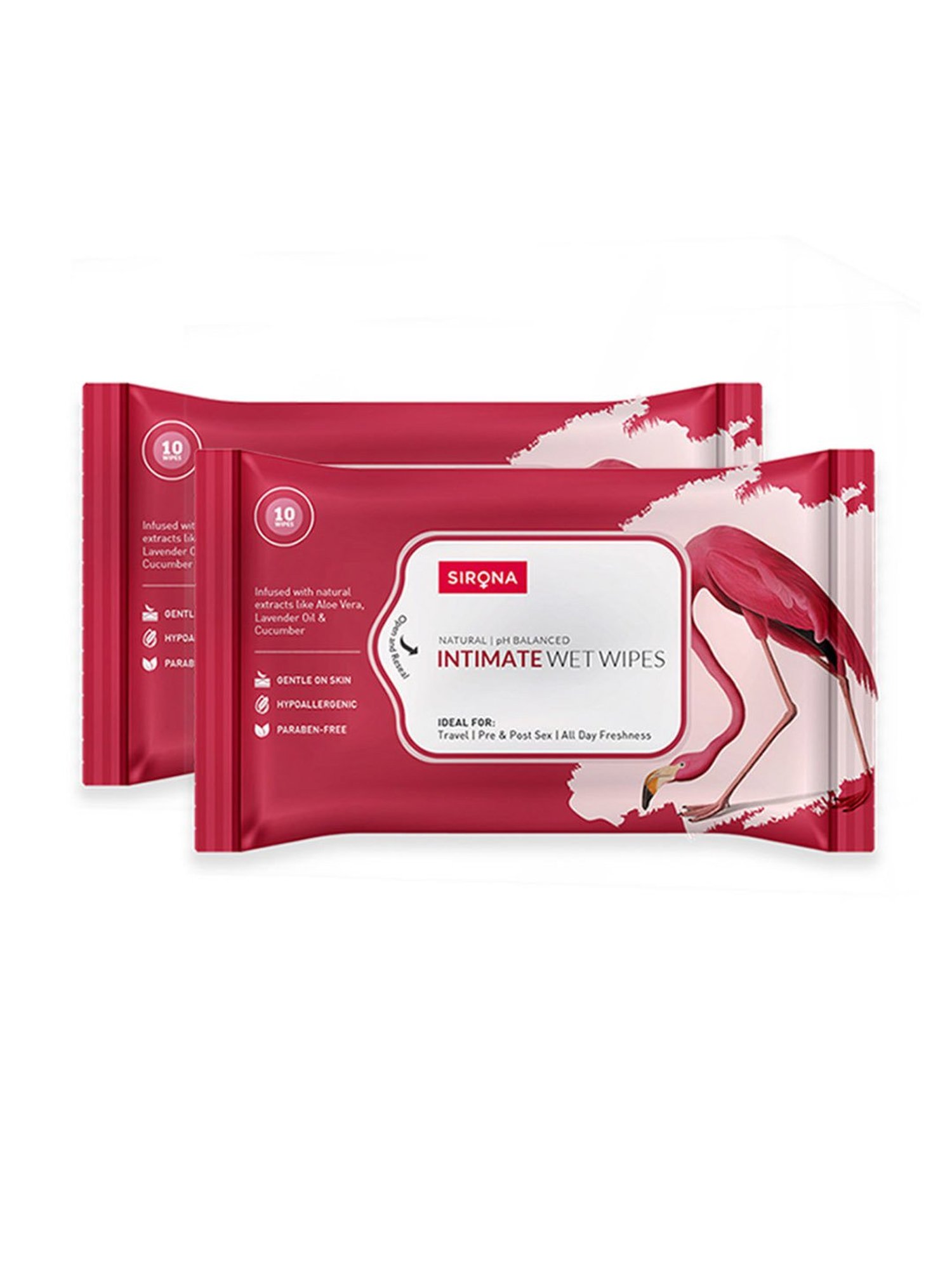 Sirona Intimate Wet Wipes - 20 Wipes (2 Pack - 10 Wipes Each)