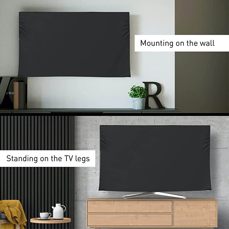 55 inch TV Cover Indoor Screen Protector for Flat Screen TV Clean Dust Cover Enclosure for Flatscreen Television Smart TVs Cloth Fabric Cover Size 50 x 31 inch Made in USA Black