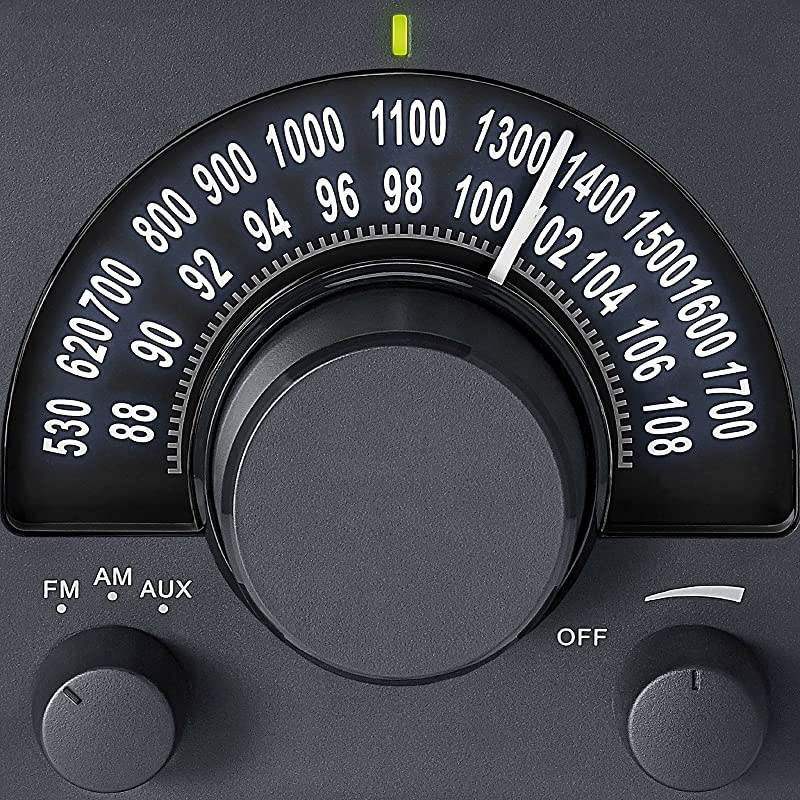 WR-15BK AM/FM Table Top Wooden Radio, Black Leatherette