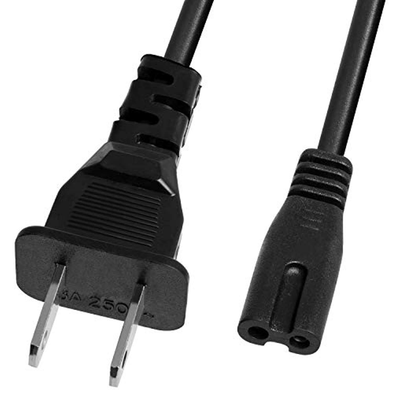 Fosmon 2-Slot to Standard Power Cord (5FT), Figure 8 Power Cord / PA-14, Dual Pin Non-Polarized Universal Replacement Cable for Game Consoles, Printers, Boomboxes, Electric Devices & More