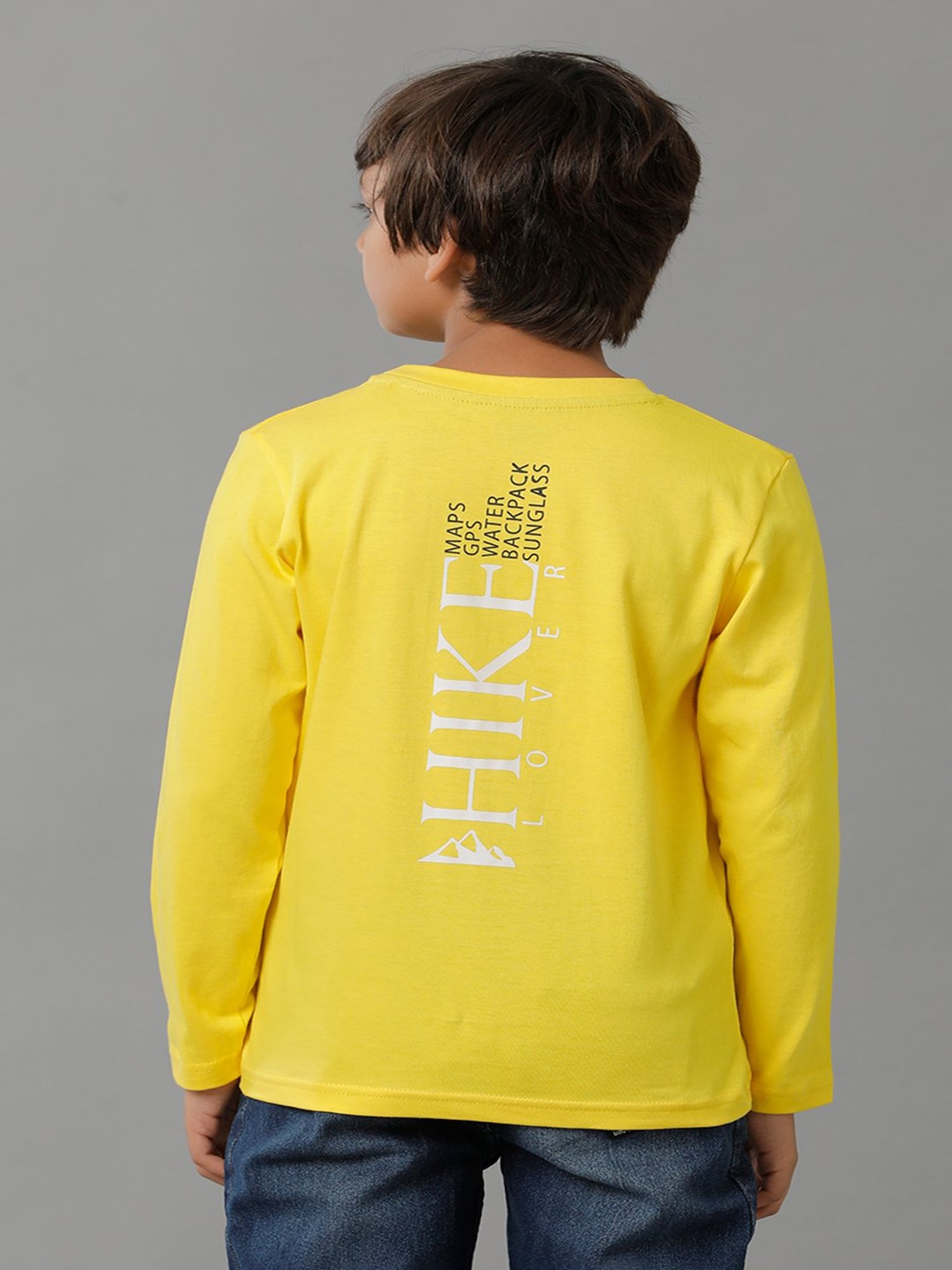 Under Fourteen Only Kids Yellow Printed Full Sleeves T-Shirt