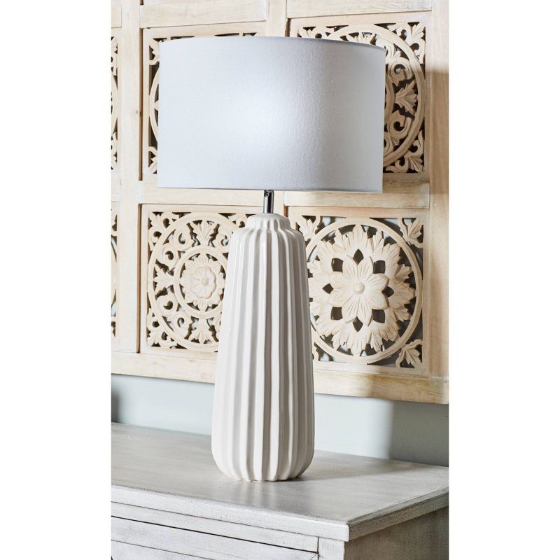 24" x 13" Ceramic Tapered Cylindrical Table Lamp White - Olivia & May