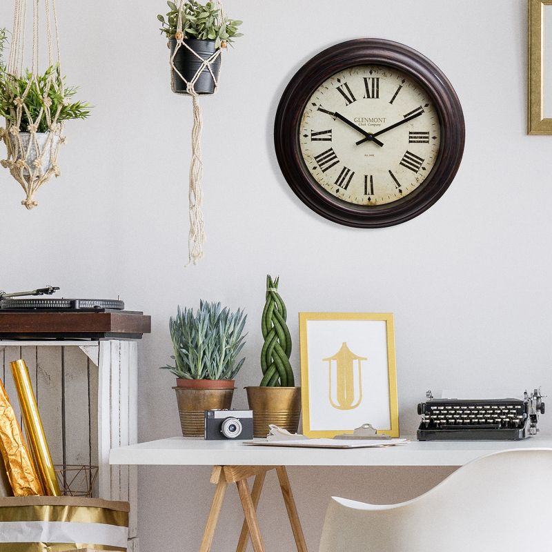 12" Traditional Bronze Roman Numeral Wall Clock Bronze - Patton Wall Decor