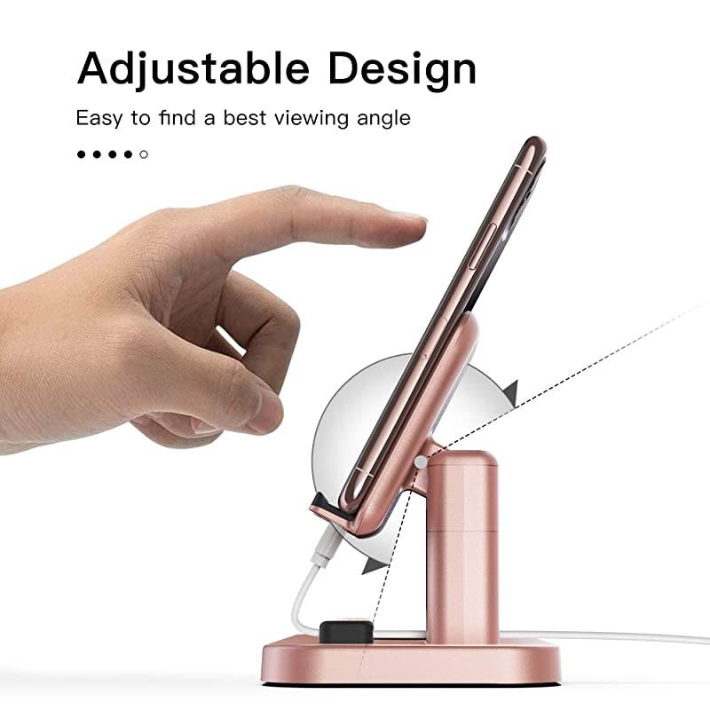 Wireless Charger Stand  4 in 1 Wireless Charging Station Dock Compatible with iPhone Series121111proXrXsXMax88Plus Apple Watch6543 AirPods Pro12iWatch Charger Required